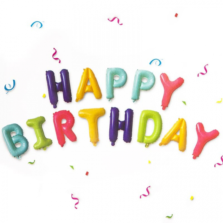 Набор шаров-букв Мини, Надпись "Happy Birthday", Макарунс, Ассорти (в упаковке)