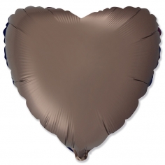 Шар Сердце, Шоколадный, Сатин / Сhocolate