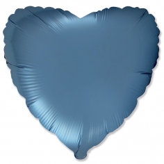 Шар Сердце, Стальной синий, Сатин / Blue