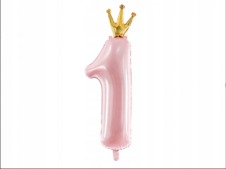 Шар Цифра "1" с короной Нежно-розовый / Light Pink (в упаковке)
