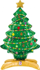 Шар 3D Фигура на подставке, Новогодняя елочка, Ярко-зеленый (в упаковке)